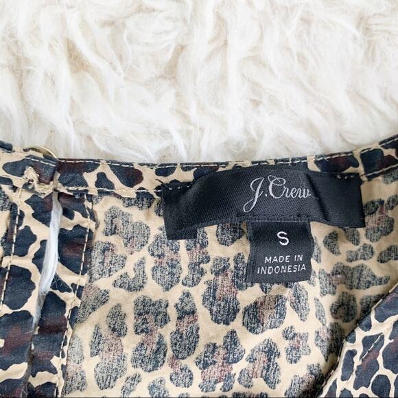 J. CREW Black & Tan Leopard Print Keyhole Back Top size Small - Picture 7 of 8
